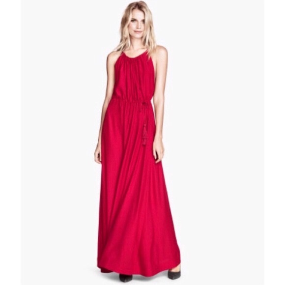 H&M Dresses & Skirts - COPY - H&M Red Satin Gown, Draped, Limited Edition